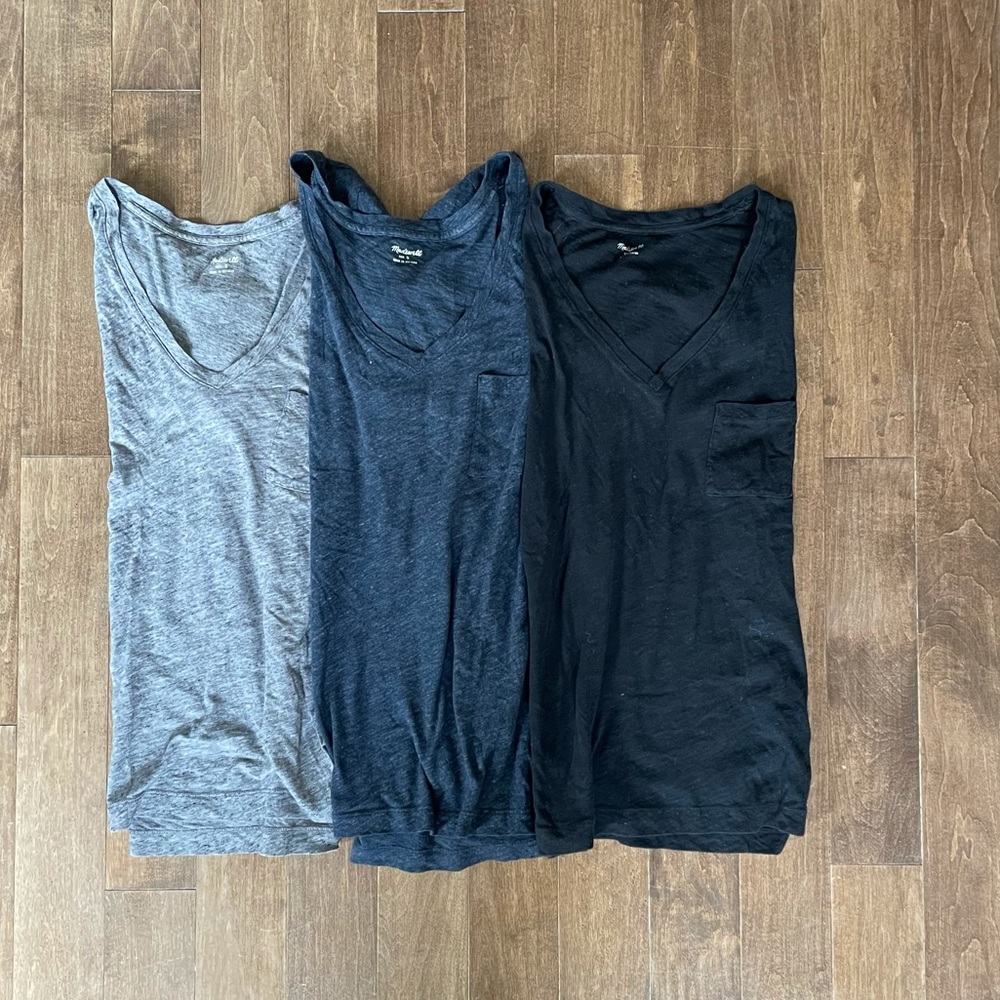 Madewell Whisper Cotton V-Neck Pocket Tee (3 pack)